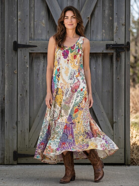 Johnny Was Dresses & Skirts - Johnny Was Alyssa Cream Multicolor Patchwork Floral Maxi Dress